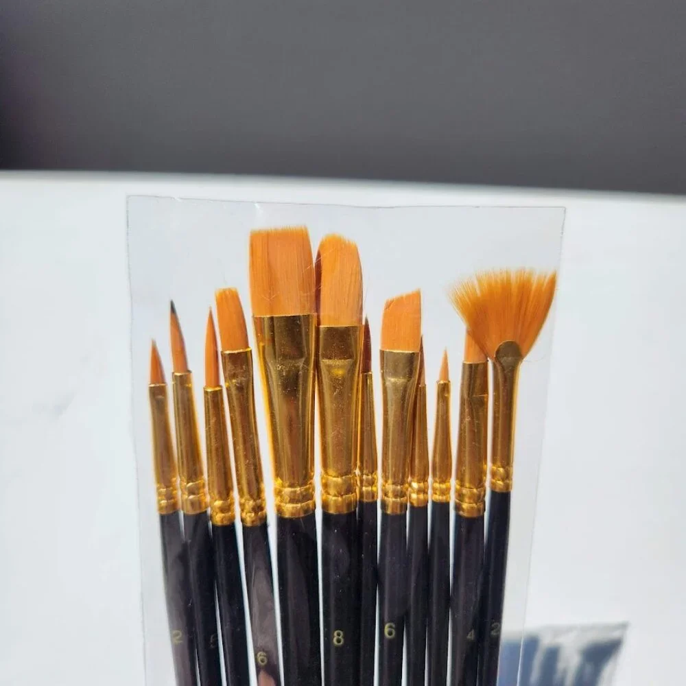 New 12 Paint Brushes Art Supplies Arts and Crafts for Acrylic Watercolor Paints